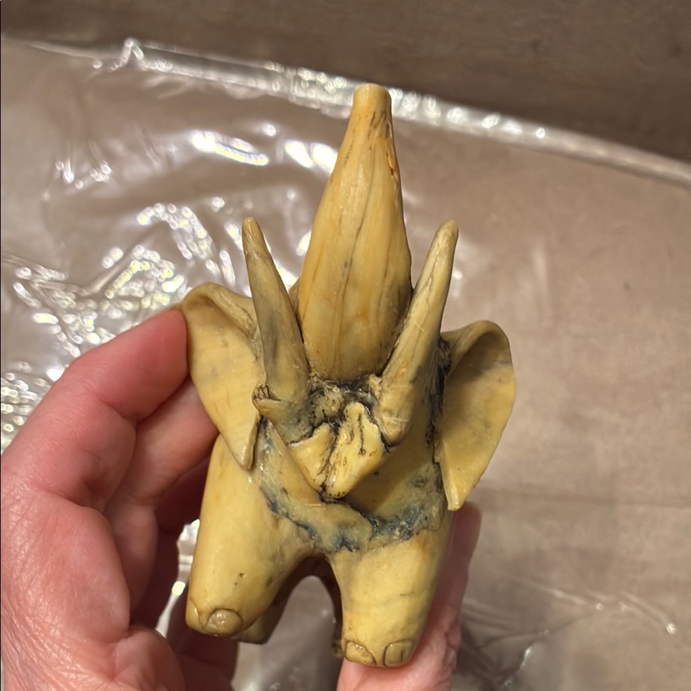 Vintage Handcrafted Tan Elephant Sculpture - Picture 8 of 9